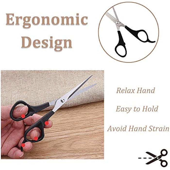 3 Pcs Hairdressing Scissors Set, Pet Hair Cut, Hair Cutting Scissor,Thinning Barber Scissors Hair Cutting Shears or Salon, Home, Men, Women and Pet. … (Black-new) - Image 3